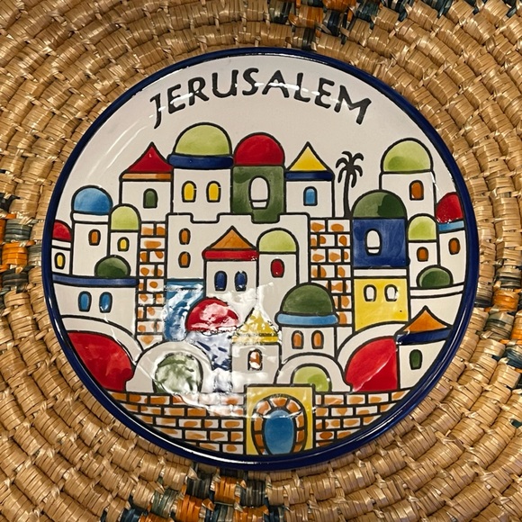 handmade Other - Palestine Pottery Plate 19 cm Jerusalem Art Design Ceramic Handmade in Palestine